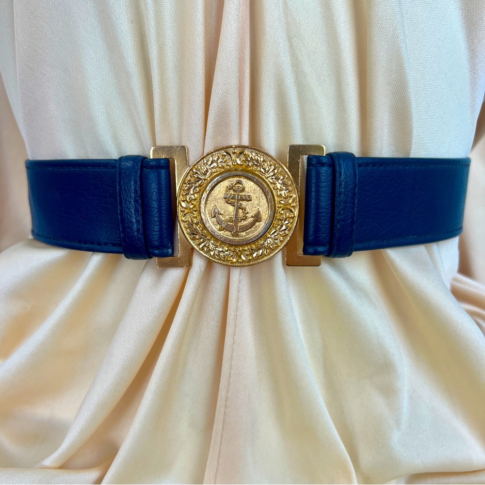 Gold And Navy Blue Nautical Buckle Belt